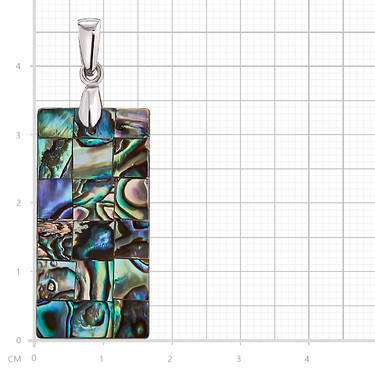 Серебряная прямоугольная подвеска с перламутром, мозаика