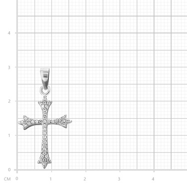 Серебряная женская подвеска Католический крестик, цирконий, родирование