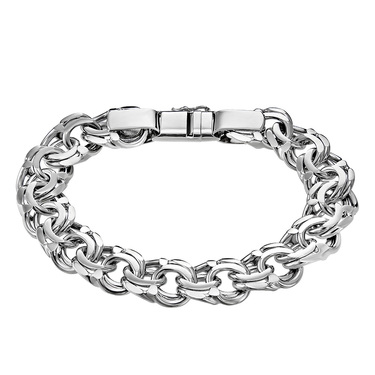 Серебряный браслет, плетение Бисмарк, чернение, ширина 1,1 см