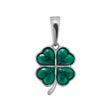 Серебряная подвеска Клевер / Четырехлистник, малый, зеленая эмаль, родий Подвеска,Кулон,Талисман,Амулет,Оберег,Тотем,Серебро,с вставкой Эмаль Зеленая цвета,РОССИЯ
