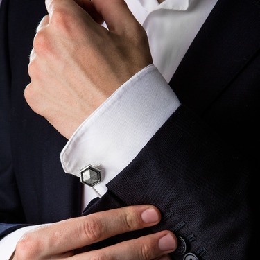 Серебряные запонки Virtus - Аскет, матированные