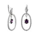 Серьги,Серьги Люстры,Серебро,с вставкой Фианит Белая,Фиолетовая цвета,с замком Английский,РОССИЯ
