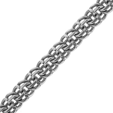 Толстый серебряный браслет, плетение ручной Бисмарк с чернением, ширина 1,3 см