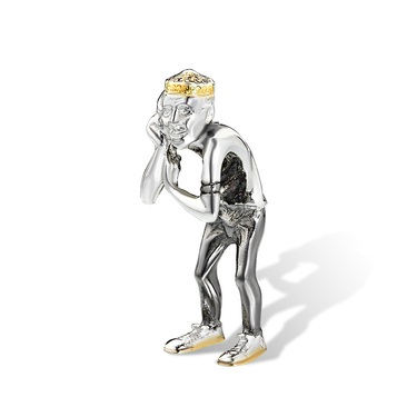 Серебряная фигурка на рюмку Балбес, черный родий, позолота