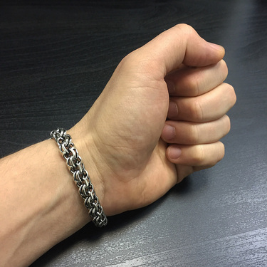 Серебряный мужской браслет, плетение Бисмарк с чернением, ширина 0,9 см