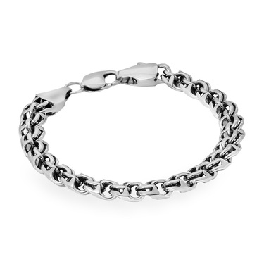 Серебряный мужской браслет, плетение Бисмарк с чернением, ширина 0,9 см