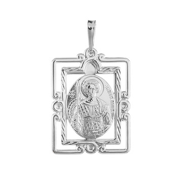 Серебряная подвеска иконка св. Иван-Воин в рамке