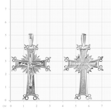 Серебряный мужской православный крест, родий