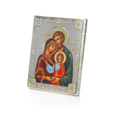 Православная икона Святое семейство 16х20 см, серебро, гальваника