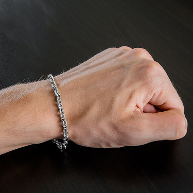 Серебряный мужской браслет, плетение Якорное, ширина 5,2 мм