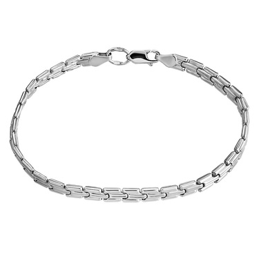 Серебряный женский браслет, плетение Ролекс, родий, ширина 4,2 мм