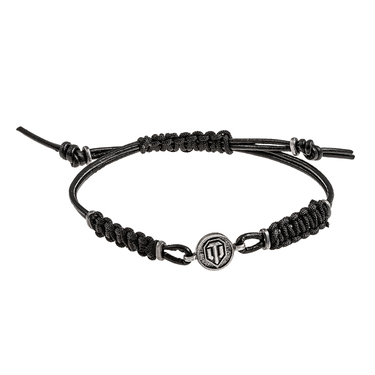 Кожаный браслет с серебряной вставкой World of Tanks c изменяемым размером