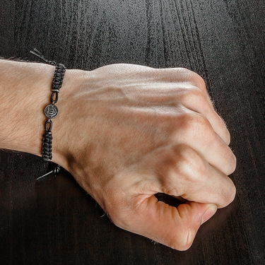 Кожаный браслет с серебряной вставкой World of Tanks c изменяемым размером