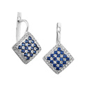 Серебряные женские серьги с синими и белыми фианитами, родий Серьги,Серебро,с вставкой Фианит Белая,Синяя цвета,с замком Английский,РОССИЯ