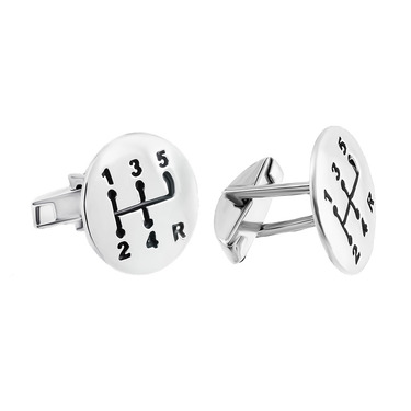 Серебряные запонки Коробка передач, родий