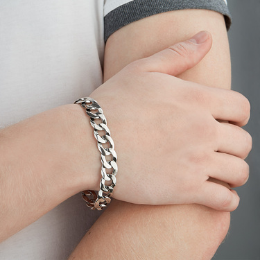 Серебряный мужской браслет, плетение Панцирное, ширина 1,2 см