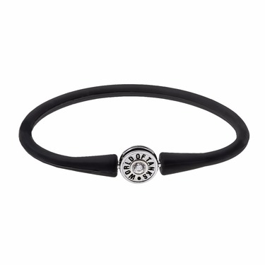 Каучуковый браслет с серебряной вставкой World of Tanks с белым фианитом