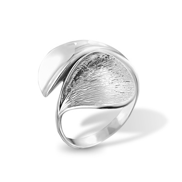 Женское серебряное кольцо "Двулистник", покрытие родием