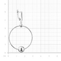 Серебряные серьги кольца с шариками, диаметр 3,7 см, родирование Серьги,Длинные серьги,Серебро,с вставкой Без вставок,с замком Английский