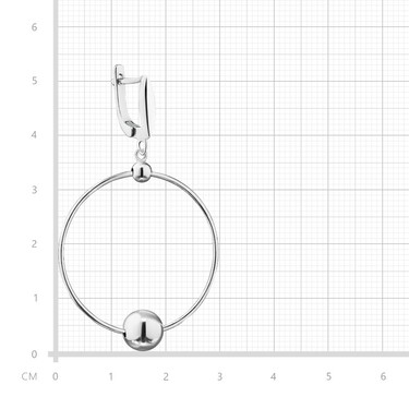Серебряные серьги кольца с шариками, диаметр 3,7 см, родирование