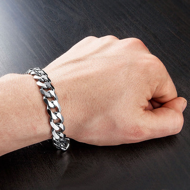 Серебряный мужской браслет, плетение Панцирное, ширина 1.1 см