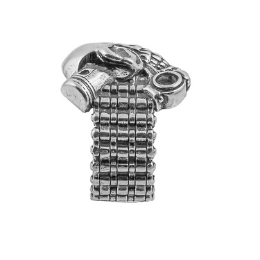 Серебряный байкерский перстень Череп с цилиндрами мотоцикла