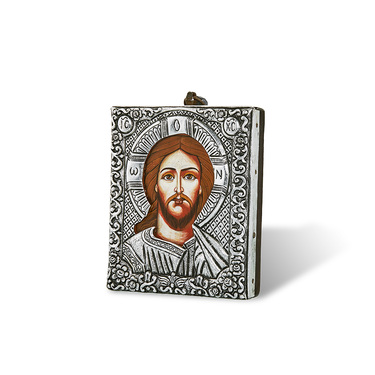 Православная икона Христос спаситель, Антик, 11х13 см, серебро, гальваника