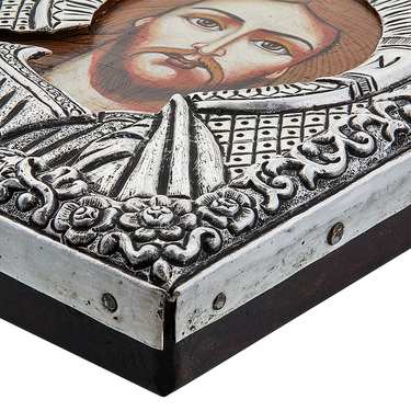 Православная икона Христос спаситель, Антик, 11х13 см, серебро, гальваника