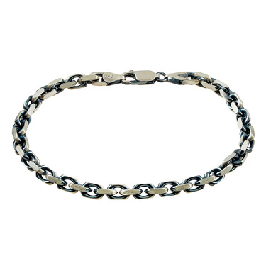 Серебряный мужской браслет, плетение Якорь, палладирование, ширина 5 мм