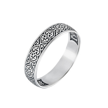 Серебряное кольцо "Спаси и сохрани", чернение