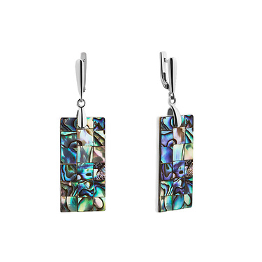 Перламутровые прямоугольные серьги, серебро 925, родий