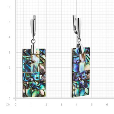 Перламутровые прямоугольные серьги, серебро 925, родий