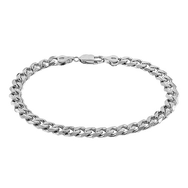 Серебряный мужской браслет, плетение Панцирное, родированный, ширина 6 мм