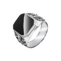 Кольцо,Печатка,Перстень,Серебро,с вставкой Обсидиан Черная цвета,РОССИЯ