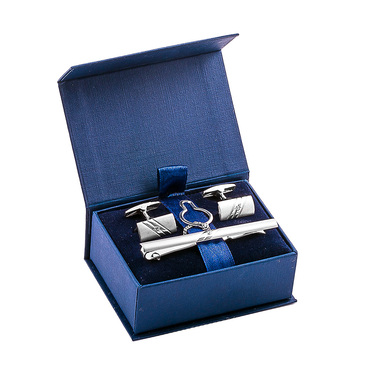 Серебряный зажим для галстука, покрытие родием, со вставками из фианитов