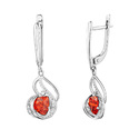 Серьги,Длинные серьги,Серебро,с вставкой Фианит Белая,Оранжевый цвета,с замком Английский,РОССИЯ
