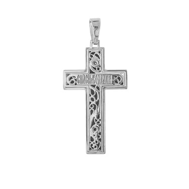 Серебряный мужской крест с черным агатом и фианитами