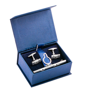 Серебряный зажим для галстука, покрытие родием, со вставками из черных фианитов