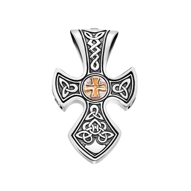 Серебряный крест с золотой накладкой и чернением 