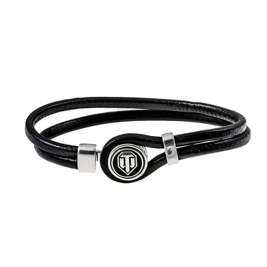 Кожаный браслет с серебряной вставкой World of Tanks