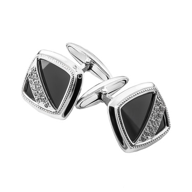 Серебряные запонки со вставками из фианитов, покрытие родий