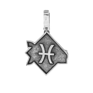 Серебряная подвеска с чернением стим-панк знак зодиака Рыбы