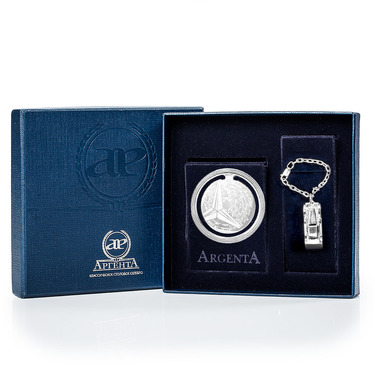 Серебряный брелок и серебряная закладка Мерседес в наборе