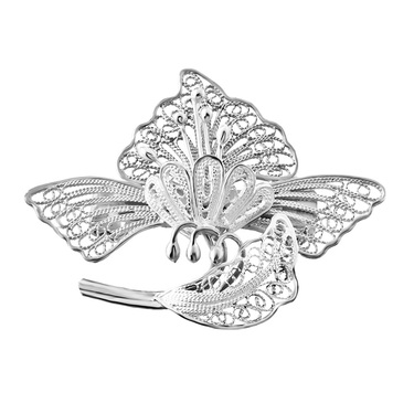 Серебряная женская брошь 