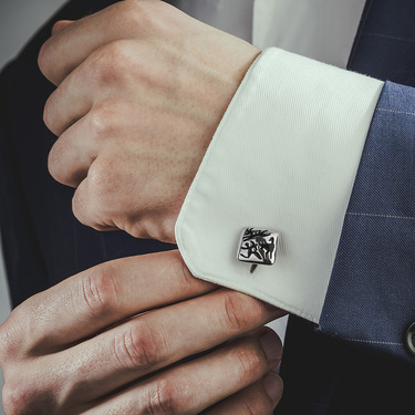 Серебряные запонки Наскальный рисунок 