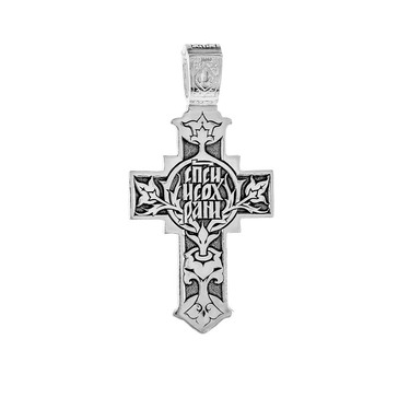 Серебряный мужской крест с чернением