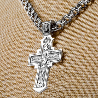 Серебряный мужской крест с чернением