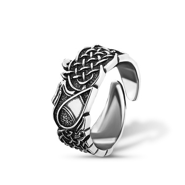 Серебряное кольцо Ворон кельтский, чернение