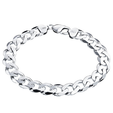 Серебряный браслет, плетение Панцирь, родирование, ширина 1,1 см