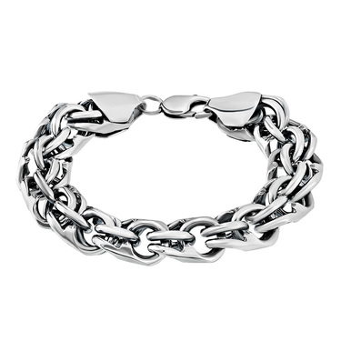 Толстый серебряный мужской браслет, плетение ручной Бисмарк с чернением, более 100гр., ширина 1,6 см